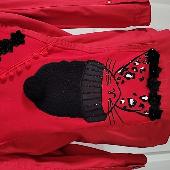 HOST PICK!!! Red Cat Jacket Refashioned - Picture 2 of 5